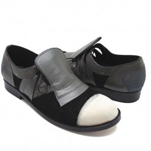 COMME des GARÇONS Two-Tone Leather Suede Derby Shoes Flat Oxfords NEW